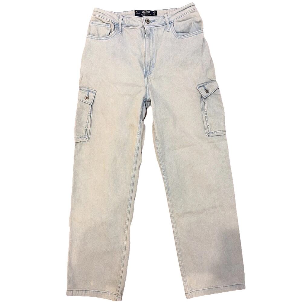 Hollister Womens Carpenter Jeans 9 W 29xL31 Ultra High Rise Dad Jean Light Wash